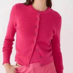 j.crew New Ribbed Jackie Cardigan, XL, festival pink